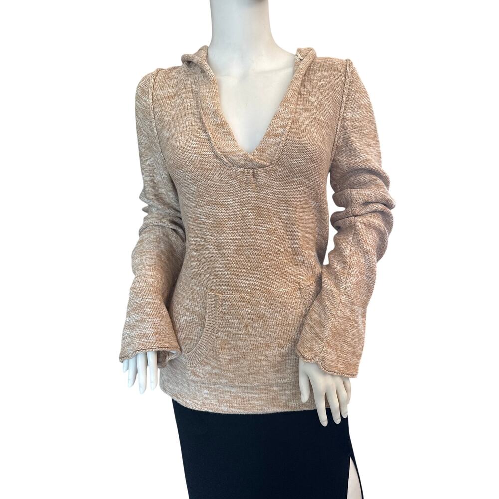 Roxy Women's Beachy Coastal Fisherman Tan Hooded Sweater XL Boho